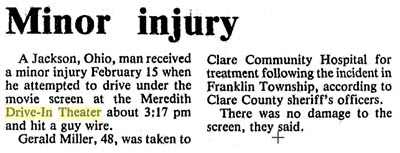 Meredith Drive-In Theatre - 17 February 1987 Accident
